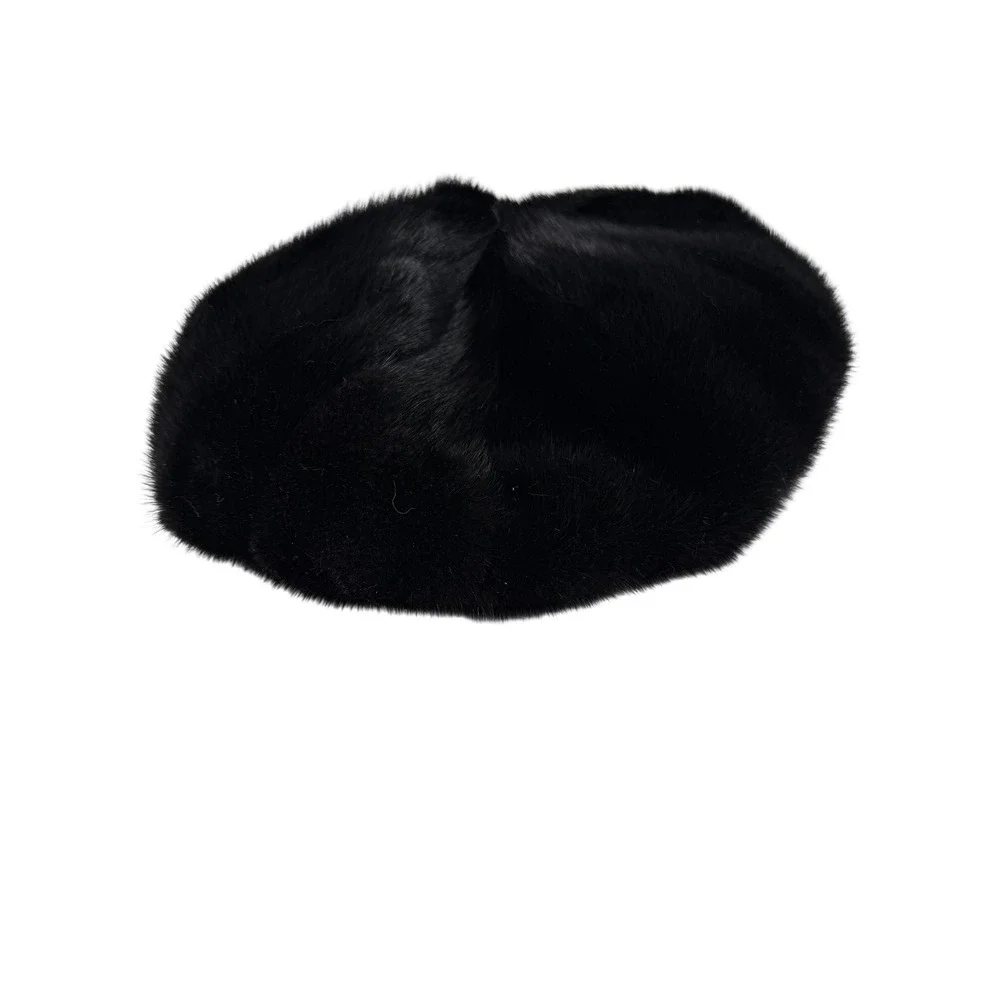 Unbranded Fur Beret Hat Womens OS Black Like New Luxury Winter Chic
